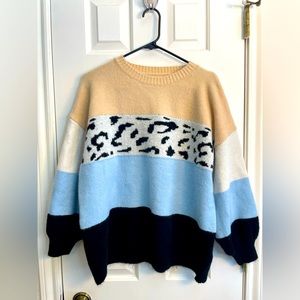 Oversized Color block leopard sweater from Pink Lily. Washed but never worn
